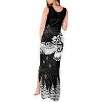 New Zealand Kea Bird Tank Maxi Dress Maori Tattoo and Silver Fern Black Color LT03 - Polynesian Pride
