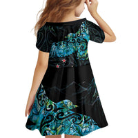 New Zealand Kea Bird Kid Short Sleeve Dress Maori Tattoo and Silver Fern Paua Shell Style LT03 - Polynesian Pride