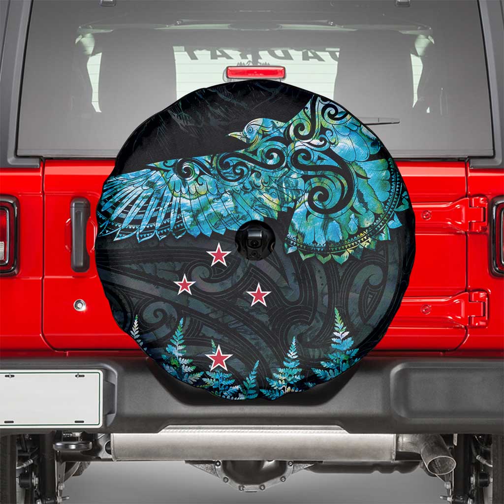 New Zealand Kea Bird Spare Tire Cover Maori Tattoo and Silver Fern Paua Shell Style LT03 - Polynesian Pride