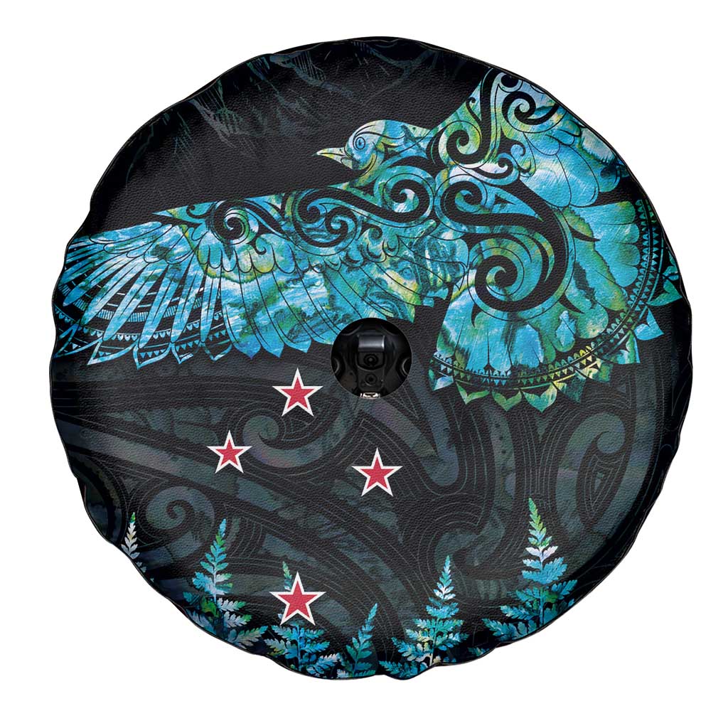New Zealand Kea Bird Spare Tire Cover Maori Tattoo and Silver Fern Paua Shell Style LT03 - Polynesian Pride