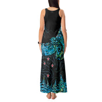 New Zealand Kea Bird Tank Maxi Dress Maori Tattoo and Silver Fern Paua Shell Style LT03 - Polynesian Pride