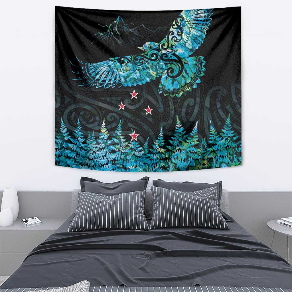 New Zealand Kea Bird Tapestry Maori Tattoo and Silver Fern Paua Shell Style