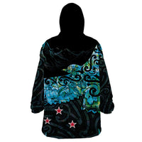 New Zealand Kea Bird Wearable Blanket Hoodie Maori Tattoo and Silver Fern Paua Shell Style LT03 - Polynesian Pride