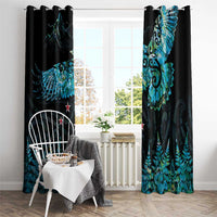 New Zealand Kea Bird Window Curtain Maori Tattoo and Silver Fern Paua Shell Style