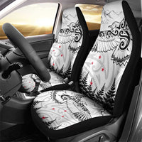 New Zealand Kea Bird Car Seat Cover Maori Tattoo and Silver Fern White Color LT03 - Polynesian Pride