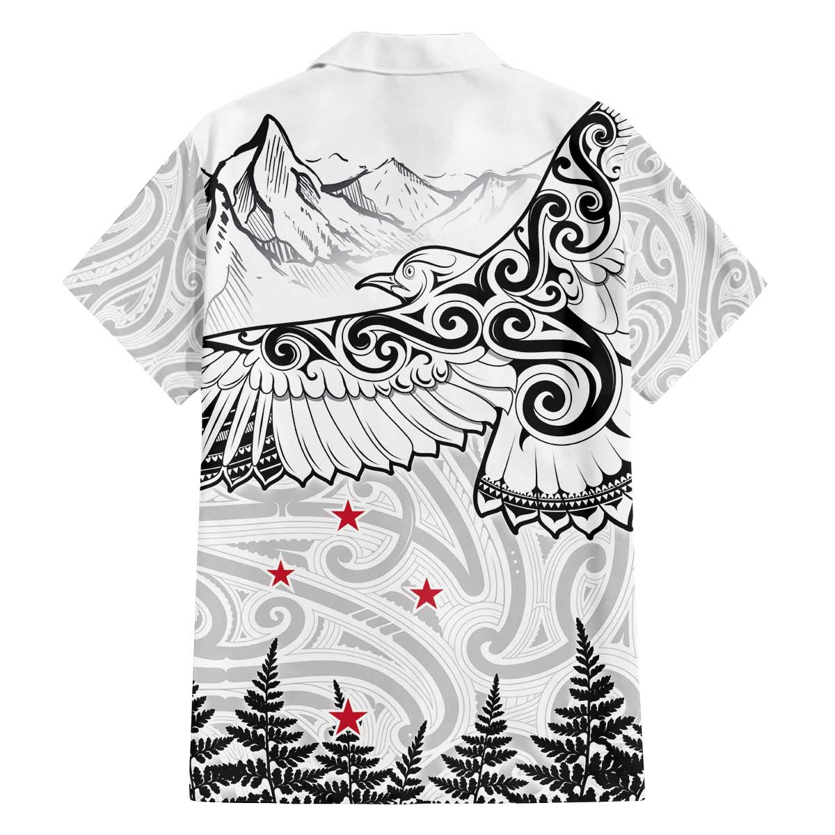 New Zealand Kea Bird Family Matching Puletasi and Hawaiian Shirt Maori Tattoo and Silver Fern White Color LT03 - Polynesian Pride