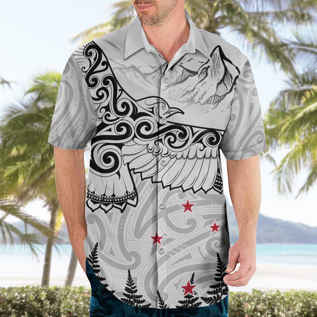 New Zealand Kea Bird Hawaiian Shirt Maori Tattoo and Silver Fern White Color LT03 - Polynesian Pride