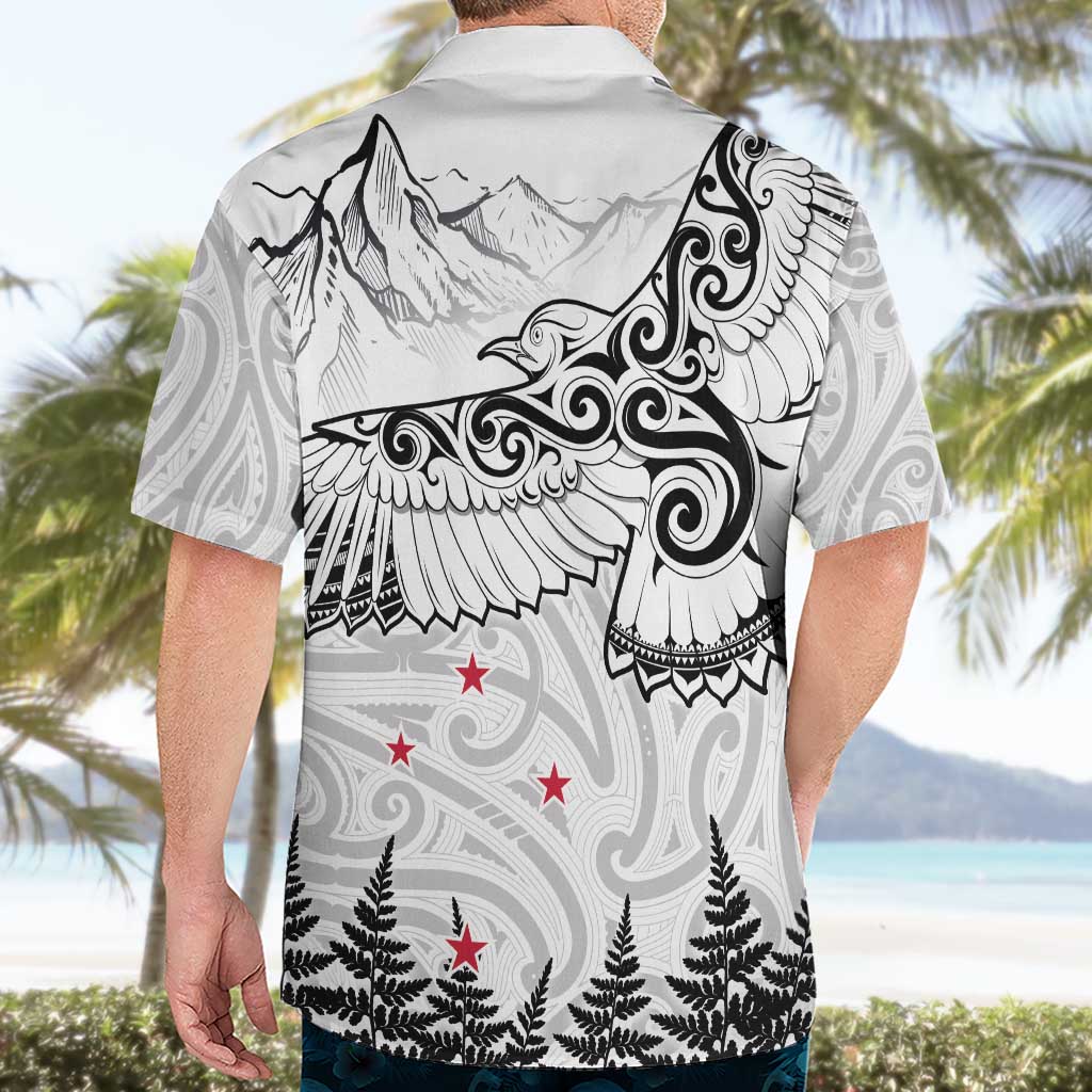 New Zealand Kea Bird Hawaiian Shirt Maori Tattoo and Silver Fern White Color LT03 - Polynesian Pride