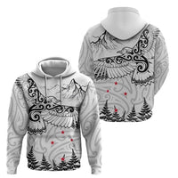 New Zealand Kea Bird Hoodie Maori Tattoo and Silver Fern White Color LT03 - Polynesian Pride