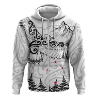 New Zealand Kea Bird Hoodie Maori Tattoo and Silver Fern White Color LT03 Zip Hoodie White - Polynesian Pride