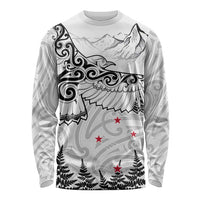 New Zealand Kea Bird Long Sleeve Shirt Maori Tattoo and Silver Fern White Color LT03 Unisex White - Polynesian Pride