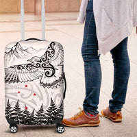 New Zealand Kea Bird Luggage Cover Maori Tattoo and Silver Fern White Color LT03 White - Polynesian Pride