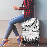 New Zealand Kea Bird Luggage Cover Maori Tattoo and Silver Fern White Color LT03 - Polynesian Pride