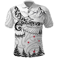New Zealand Kea Bird Polo Shirt Maori Tattoo and Silver Fern White Color LT03 White - Polynesian Pride
