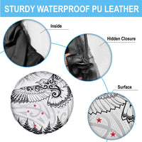 New Zealand Kea Bird Spare Tire Cover Maori Tattoo and Silver Fern White Color LT03 - Polynesian Pride