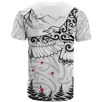 New Zealand Kea Bird T Shirt Maori Tattoo and Silver Fern White Color