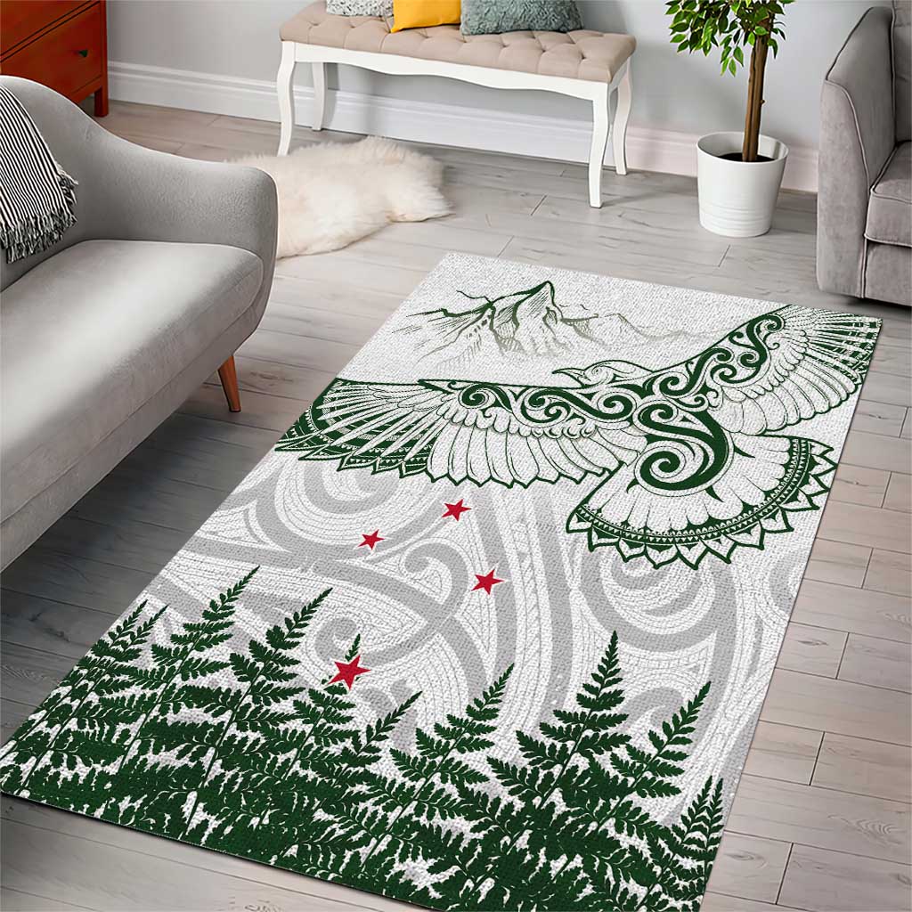 New Zealand Kea Bird Area Rug Maori Tattoo and Silver Fern Green Color LT03 - Polynesian Pride