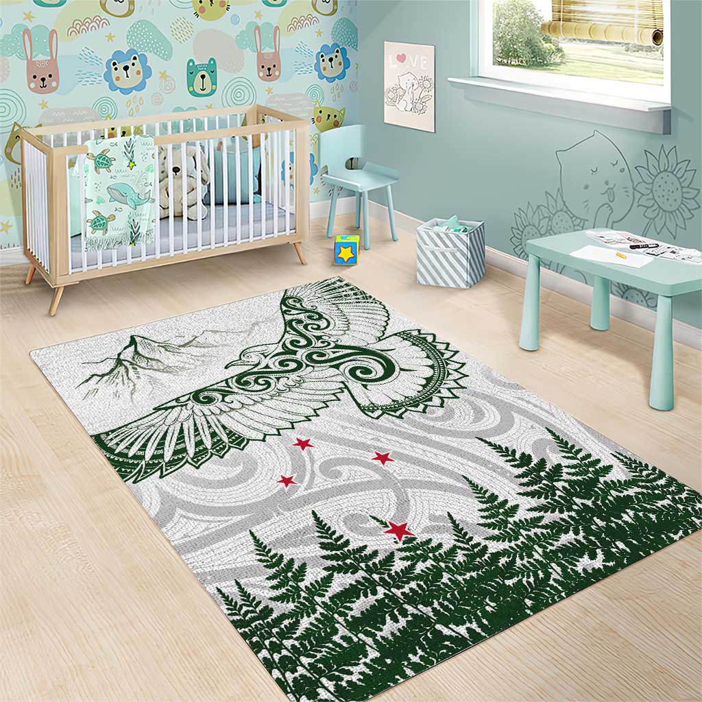 New Zealand Kea Bird Area Rug Maori Tattoo and Silver Fern Green Color LT03 - Polynesian Pride