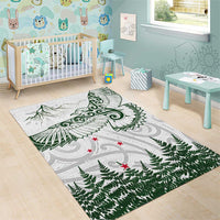 New Zealand Kea Bird Area Rug Maori Tattoo and Silver Fern Green Color LT03 - Polynesian Pride