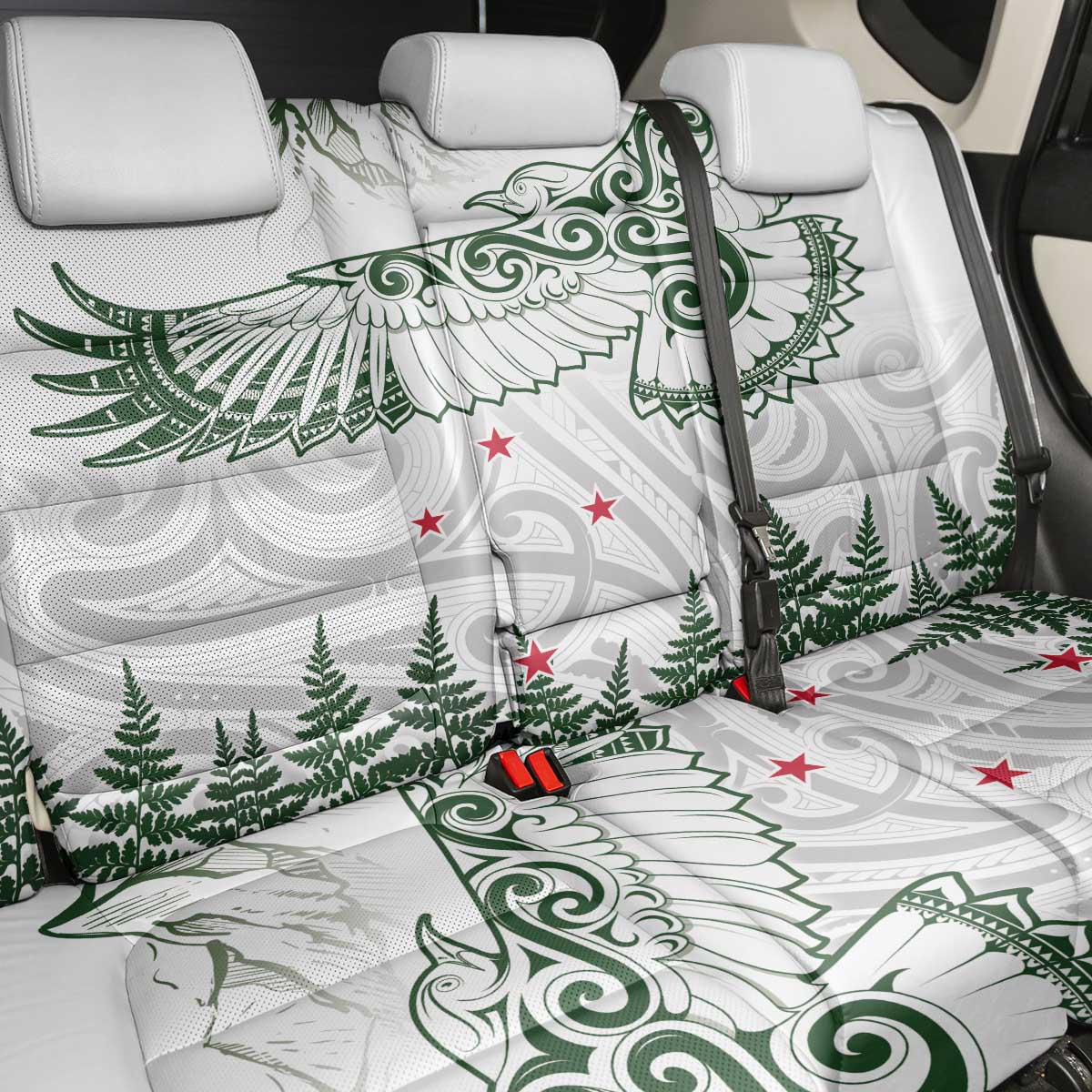 New Zealand Kea Bird Back Car Seat Cover Maori Tattoo and Silver Fern Green Color LT03 - Polynesian Pride