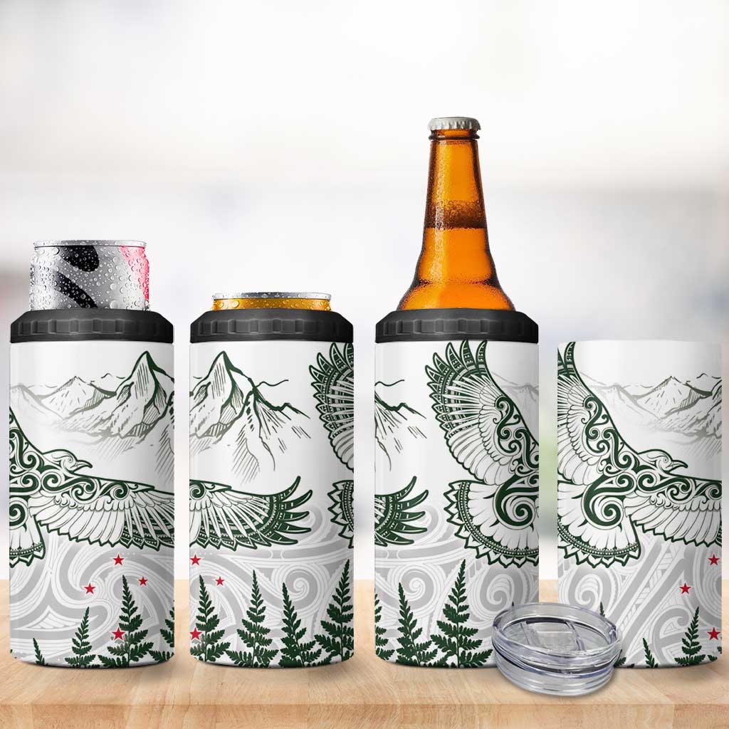 New Zealand Kea Bird 4 in 1 Can Cooler Tumbler Maori Tattoo and Silver Fern Green Color LT03 - Polynesian Pride
