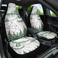 New Zealand Kea Bird Car Seat Cover Maori Tattoo and Silver Fern Green Color LT03 One Size White - Polynesian Pride