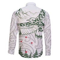 New Zealand Kea Bird Family Matching Mermaid Dress and Hawaiian Shirt Maori Tattoo and Silver Fern Green Color LT03 - Polynesian Pride