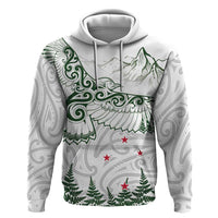 New Zealand Kea Bird Hoodie Maori Tattoo and Silver Fern Green Color LT03 Pullover Hoodie White - Polynesian Pride