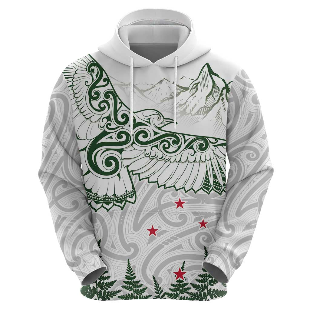 New Zealand Kea Bird Hoodie Maori Tattoo and Silver Fern Green Color LT03 - Polynesian Pride
