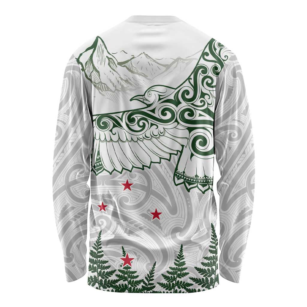 New Zealand Kea Bird Long Sleeve Shirt Maori Tattoo and Silver Fern Green Color LT03 - Polynesian Pride