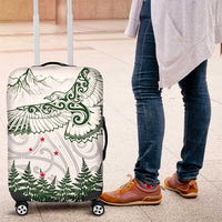 New Zealand Kea Bird Luggage Cover Maori Tattoo and Silver Fern Green Color LT03 White - Polynesian Pride