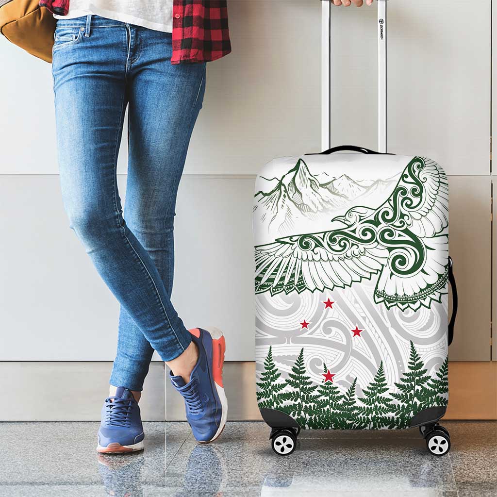 New Zealand Kea Bird Luggage Cover Maori Tattoo and Silver Fern Green Color LT03 - Polynesian Pride