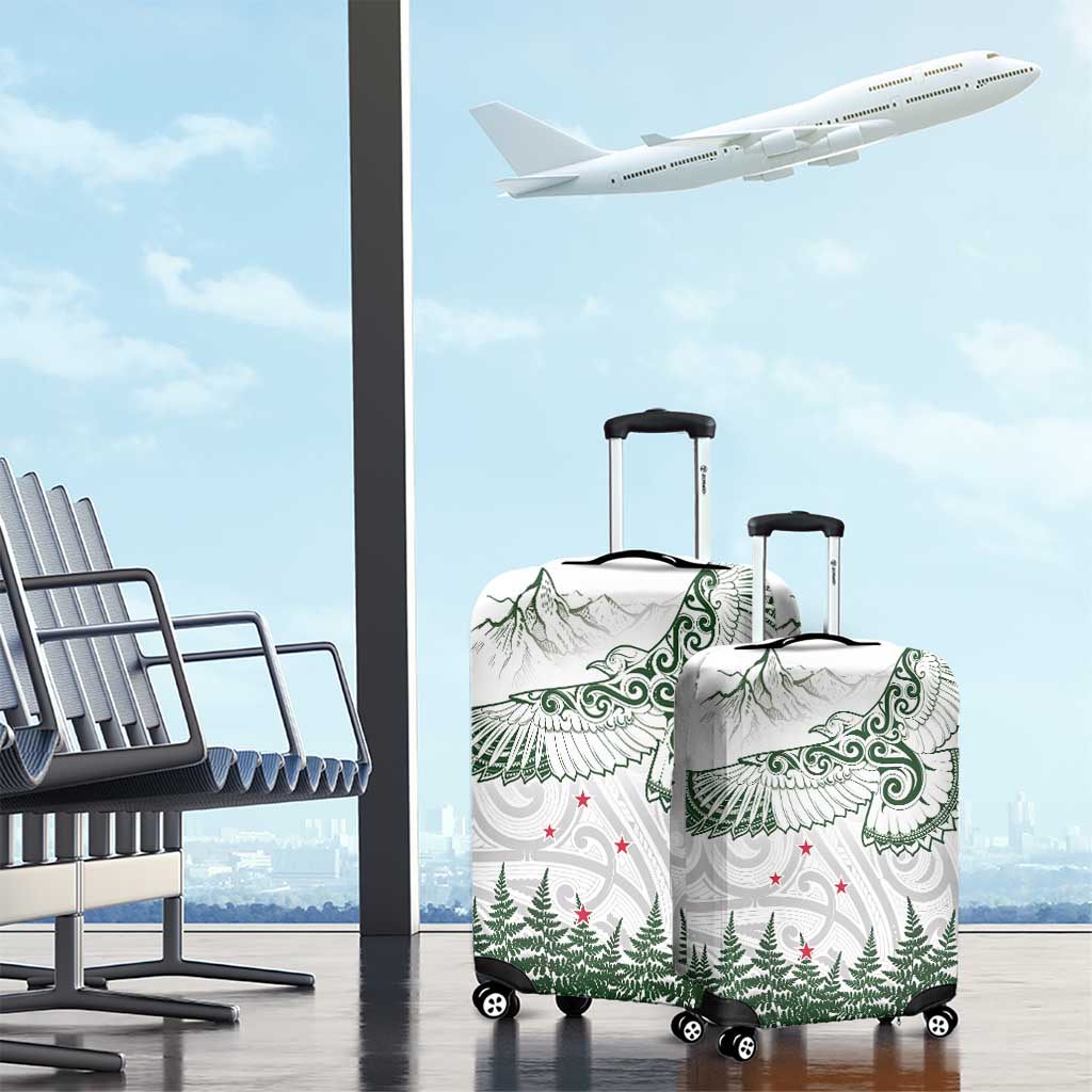 New Zealand Kea Bird Luggage Cover Maori Tattoo and Silver Fern Green Color LT03 - Polynesian Pride
