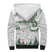 New Zealand Kea Bird Sherpa Hoodie Maori Tattoo and Silver Fern Green Color LT03 - Polynesian Pride