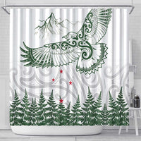 New Zealand Kea Bird Shower Curtain Maori Tattoo and Silver Fern Green Color LT03 - Polynesian Pride