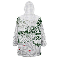New Zealand Kea Bird Wearable Blanket Hoodie Maori Tattoo and Silver Fern Green Color LT03 - Polynesian Pride