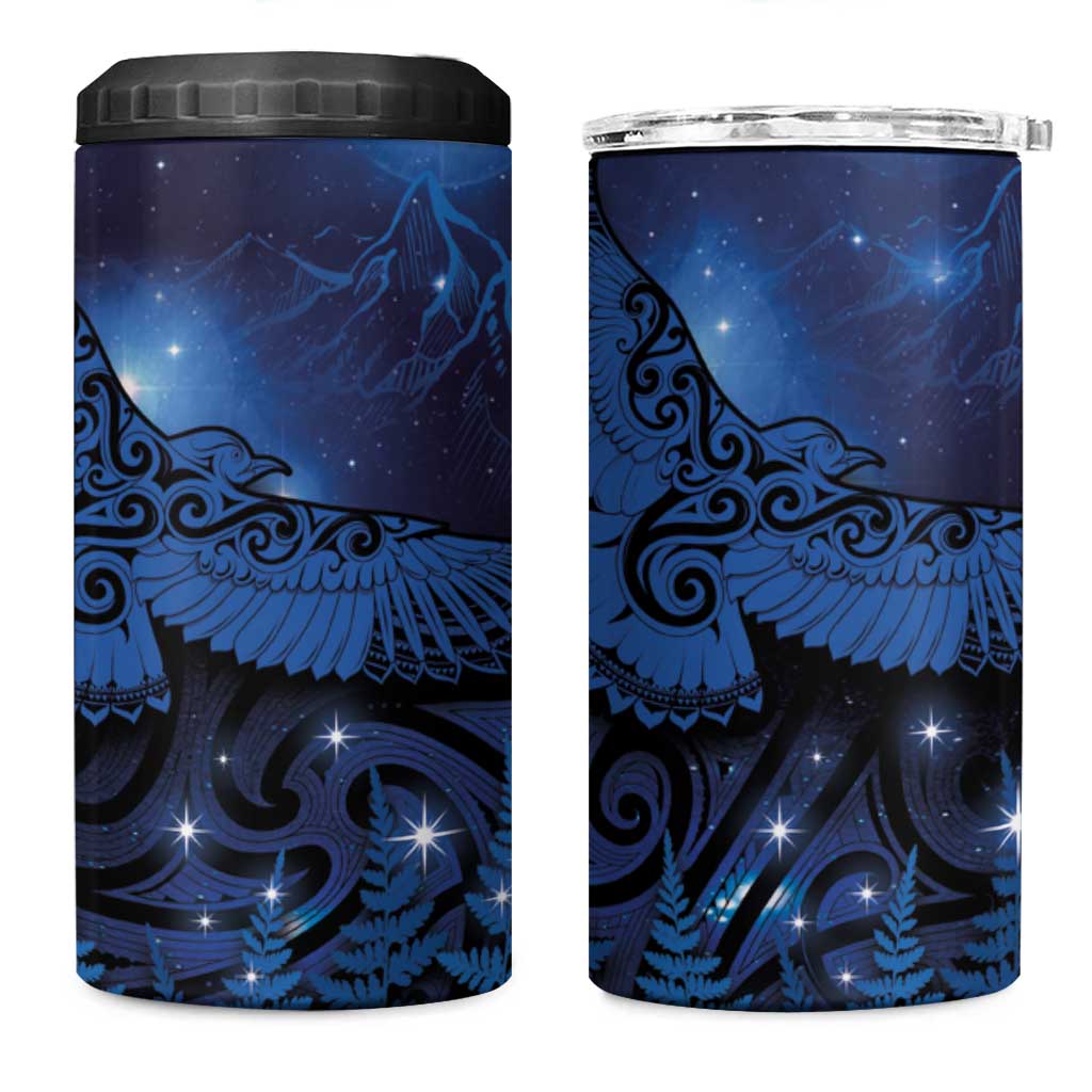 New Zealand Kea Bird 4 in 1 Can Cooler Tumbler Maori Tattoo and Silver Fern Matariki Style LT03 One Size: 16 oz Blue - Polynesian Pride
