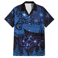 New Zealand Kea Bird Family Matching Short Sleeve Bodycon Dress and Hawaiian Shirt Maori Tattoo and Silver Fern Matariki Style LT03 Dad's Shirt - Short Sleeve Blue - Polynesian Pride