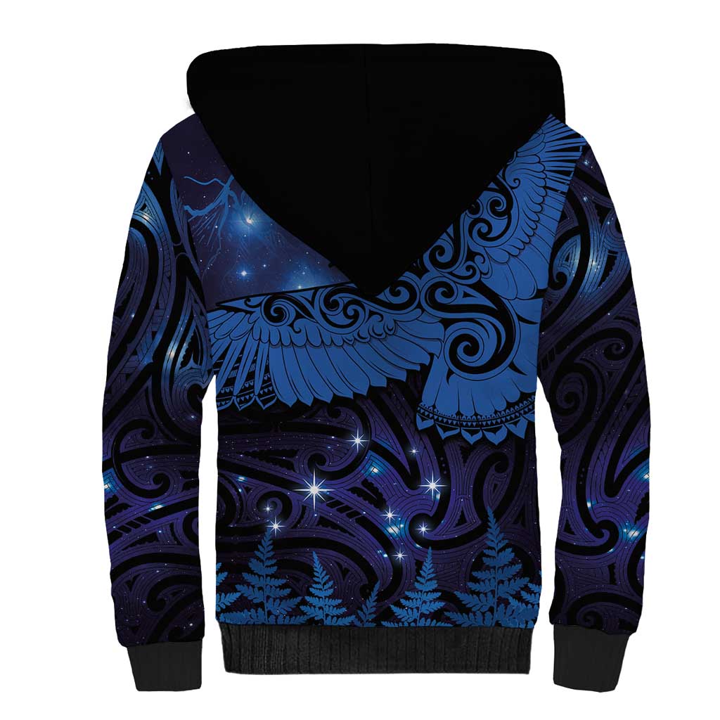New Zealand Kea Bird Sherpa Hoodie Maori Tattoo and Silver Fern Matariki Style LT03 - Polynesian Pride
