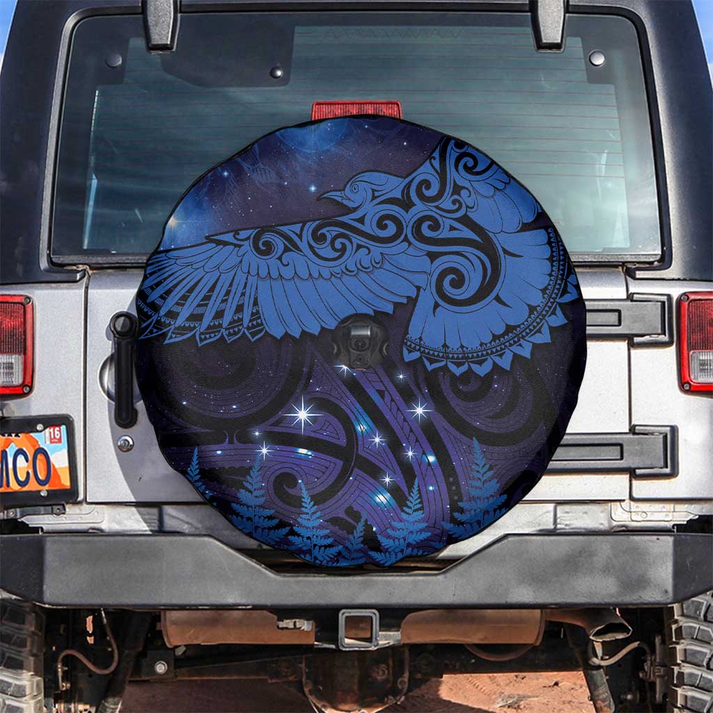 New Zealand Kea Bird Spare Tire Cover Maori Tattoo and Silver Fern Matariki Style LT03 Blue - Polynesian Pride