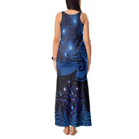 New Zealand Kea Bird Tank Maxi Dress Maori Tattoo and Silver Fern Matariki Style LT03 - Polynesian Pride