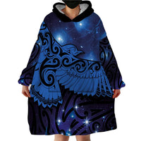 New Zealand Kea Bird Wearable Blanket Hoodie Maori Tattoo and Silver Fern Matariki Style LT03 - Polynesian Pride