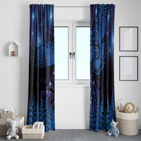 New Zealand Kea Bird Window Curtain Maori Tattoo and Silver Fern Matariki Style