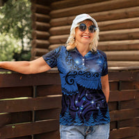 New Zealand Kea Bird Women Polo Shirt Maori Tattoo and Silver Fern Matariki Style