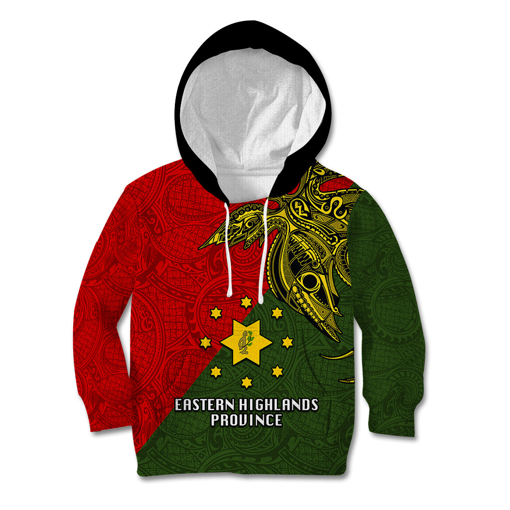Papua New Guinea Eastern Highlands Province Kid Hoodie PNG Birds Of Paradise Polynesian Arty Style LT03 Hoodie Green - Polynesian Pride