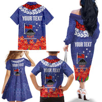 FAST Party Samoa Family Matching Off The Shoulder Long Sleeve Dress and Hawaiian Shirt Ula Fala Teuila Polynesian Tapa Pattern