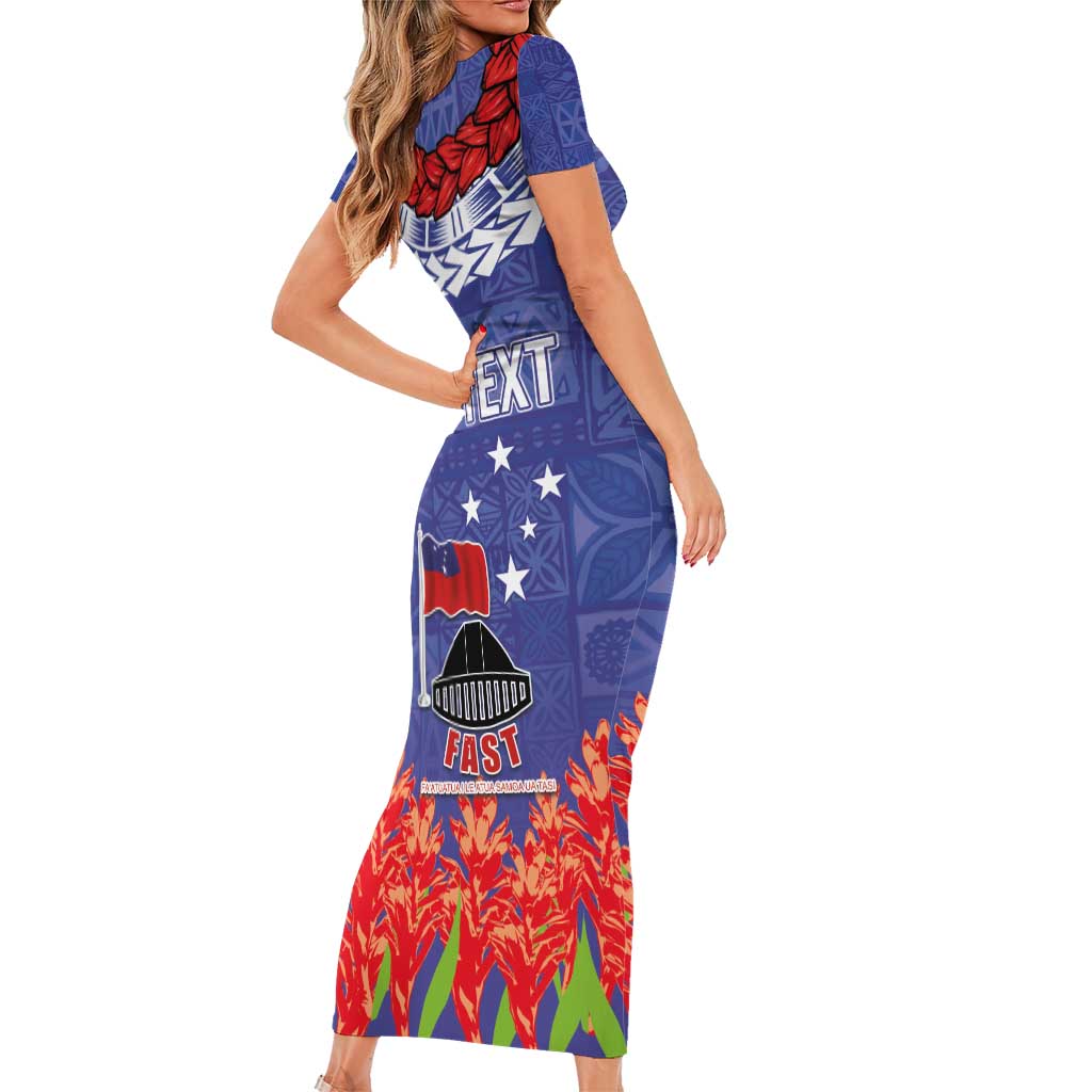 FAST Party Samoa Family Matching Short Sleeve Bodycon Dress and Hawaiian Shirt Ula Fala Teuila Polynesian Tapa Pattern