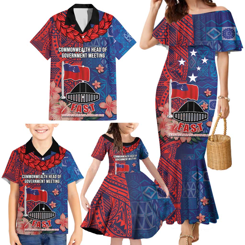 CHOGM FAST Samoa 2024 Family Matching Mermaid Dress and Hawaiian Shirt Samoan Tapa Tribal and Ornament Pattern with Hibiscus LT03 - Polynesian Pride