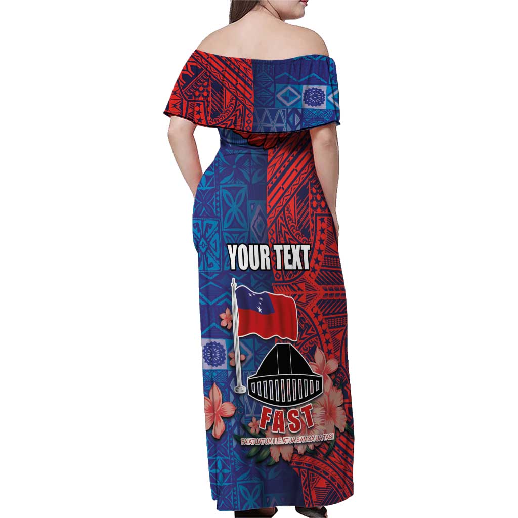 CHOGM FAST Samoa 2024 Family Matching Off Shoulder Maxi Dress and Hawaiian Shirt Samoan Tapa Tribal and Ornament Pattern with Hibiscus LT03 - Polynesian Pride