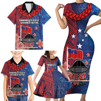 CHOGM FAST Samoa 2024 Family Matching Short Sleeve Bodycon Dress and Hawaiian Shirt Samoan Tapa Tribal and Ornament Pattern with Hibiscus LT03 - Polynesian Pride